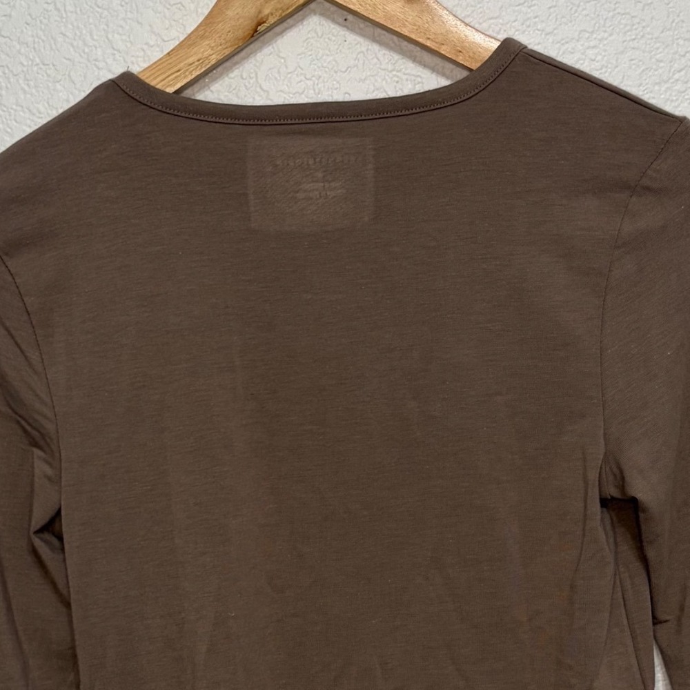 Anthropologie Womens Brown Long Sleeve Crewneck Jersey Top Small Earthy Layering - Picture 5 of 5